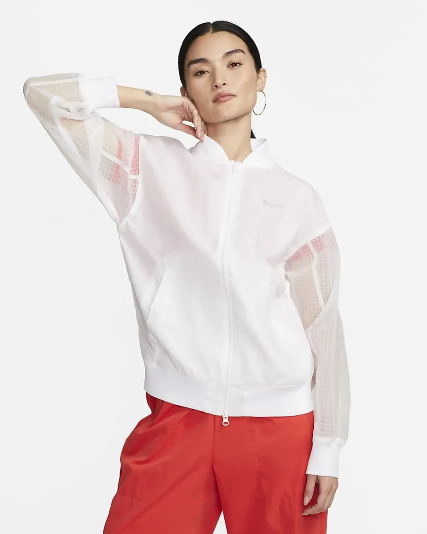 Woven Varsity Bomber White
