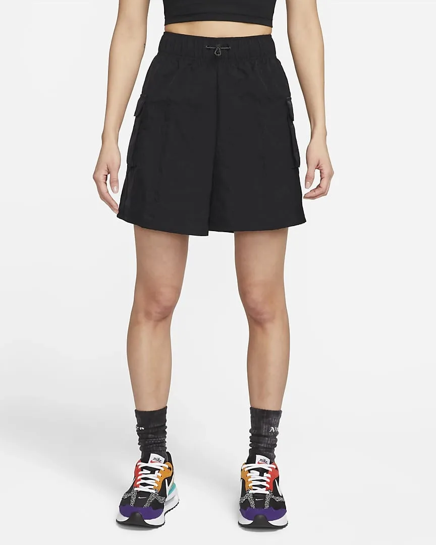 Essentials Woven High-Waisted Shorts Black фото