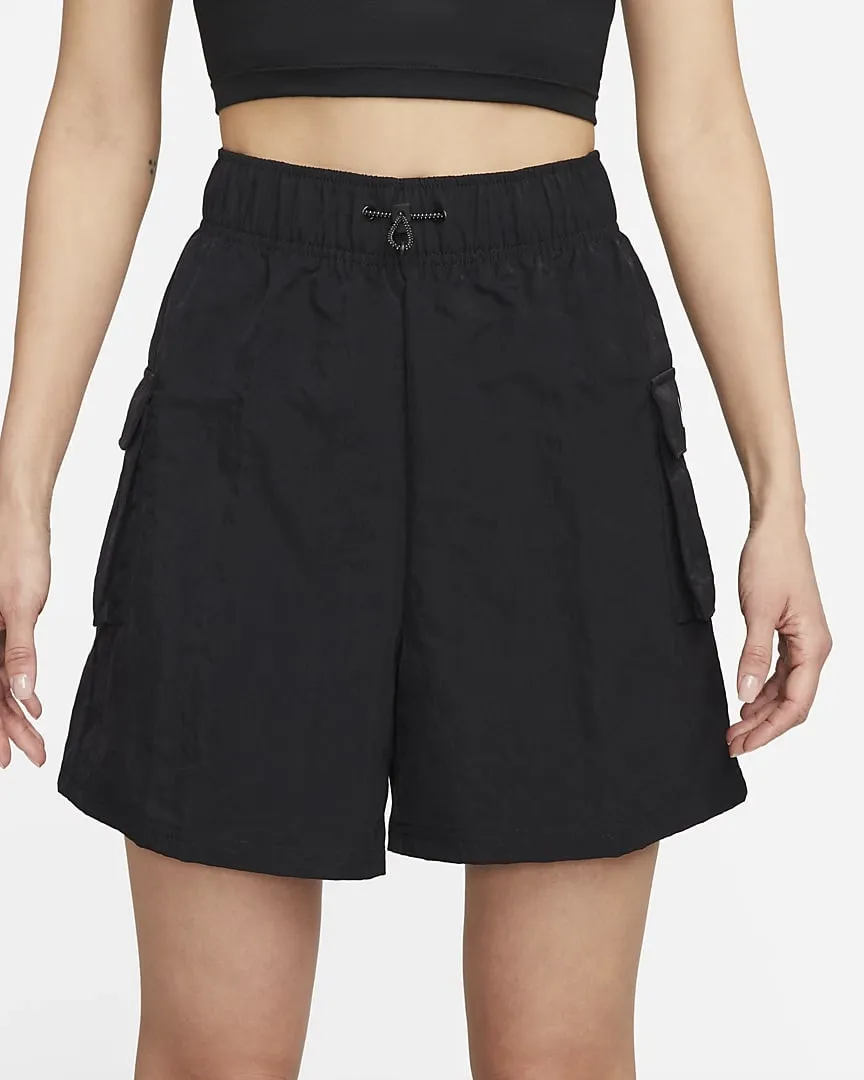 Essentials Woven High-Waisted Shorts Black фото