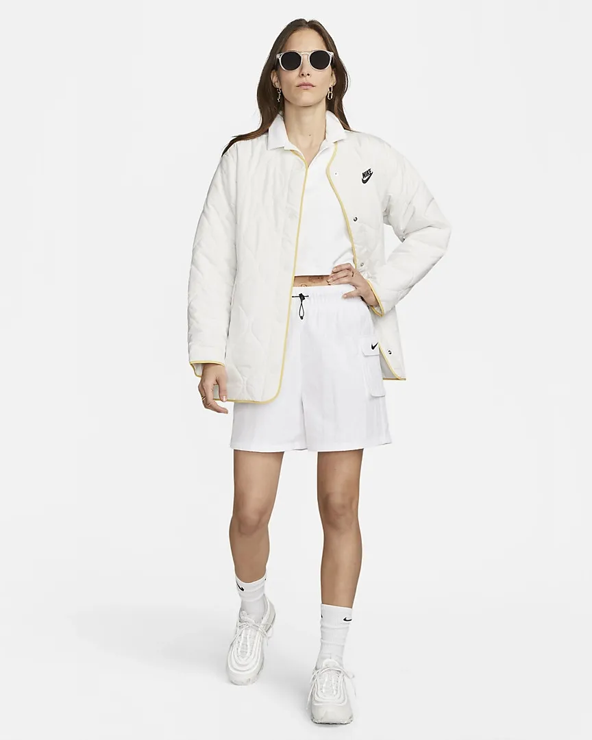 Essentials Woven High-Waisted Shorts White фото