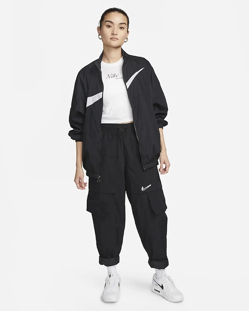 Zip Woven Tracksuit Jacket Black фото