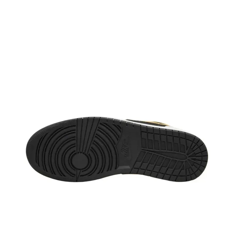 Air Jordan 1 Low White Black Metallic Gold Swoosh фото