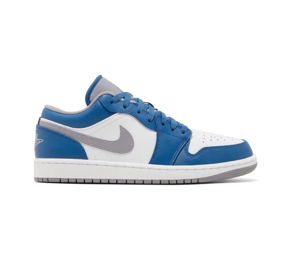 Низкие кроссовки Air Jordan 1 Low True Blue Cement (Голубой) Унисекс