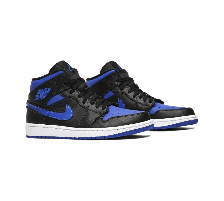 Air Jordan 1 Mid Black Hyper Royal фото