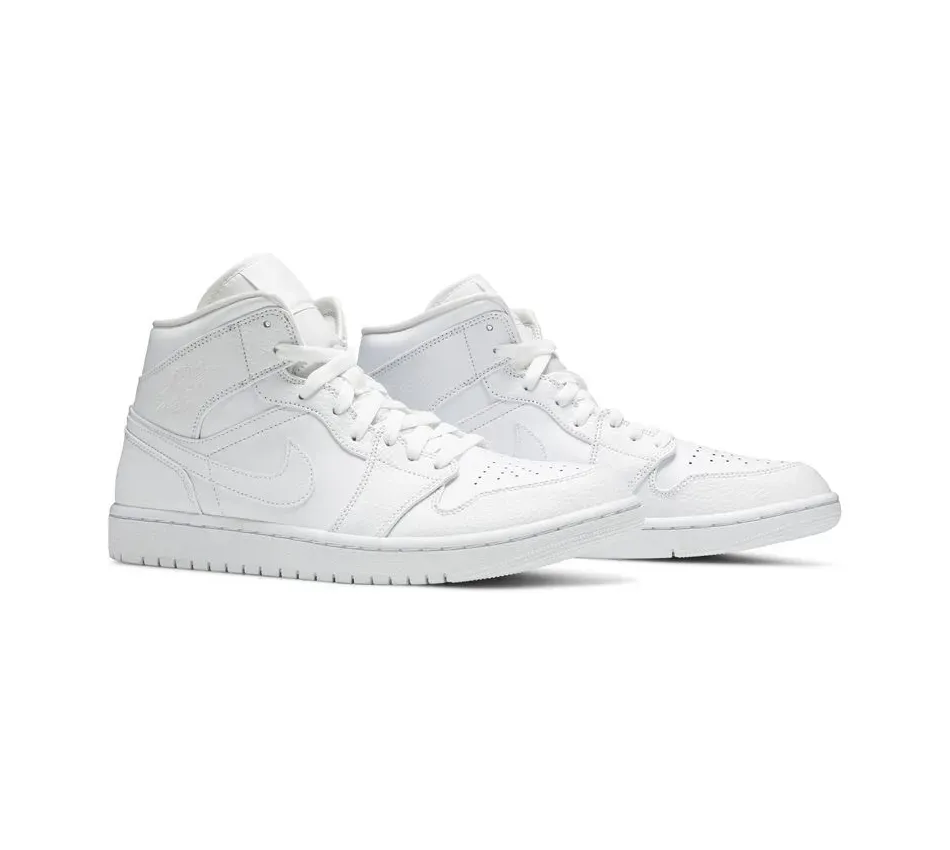 Air Jordan 1 Mid Triple White фото