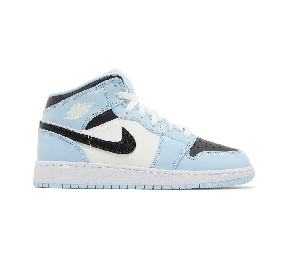 Высокие кроссовки Air Jordan 1 Mid Ice Blue (Голубой) Унисекс