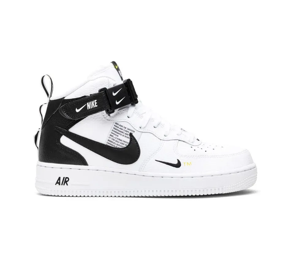 Высокие кроссовки Nike Air Force 1 Mid 07 LV 8 White Black (Белый) Унисекс