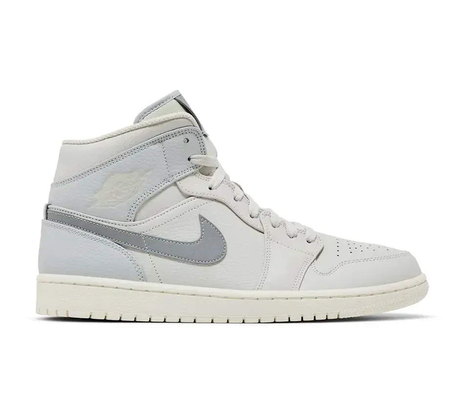 Высокие кроссовки Air Jordan 1 Mid Light Bone (2018) (Серый) Унисекс