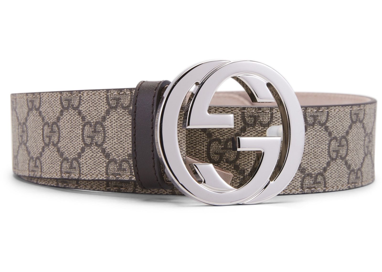 Gucci Belt GG Supreme Interlocking G Buckle 1.5W Beige Ebony/Cocoa фото