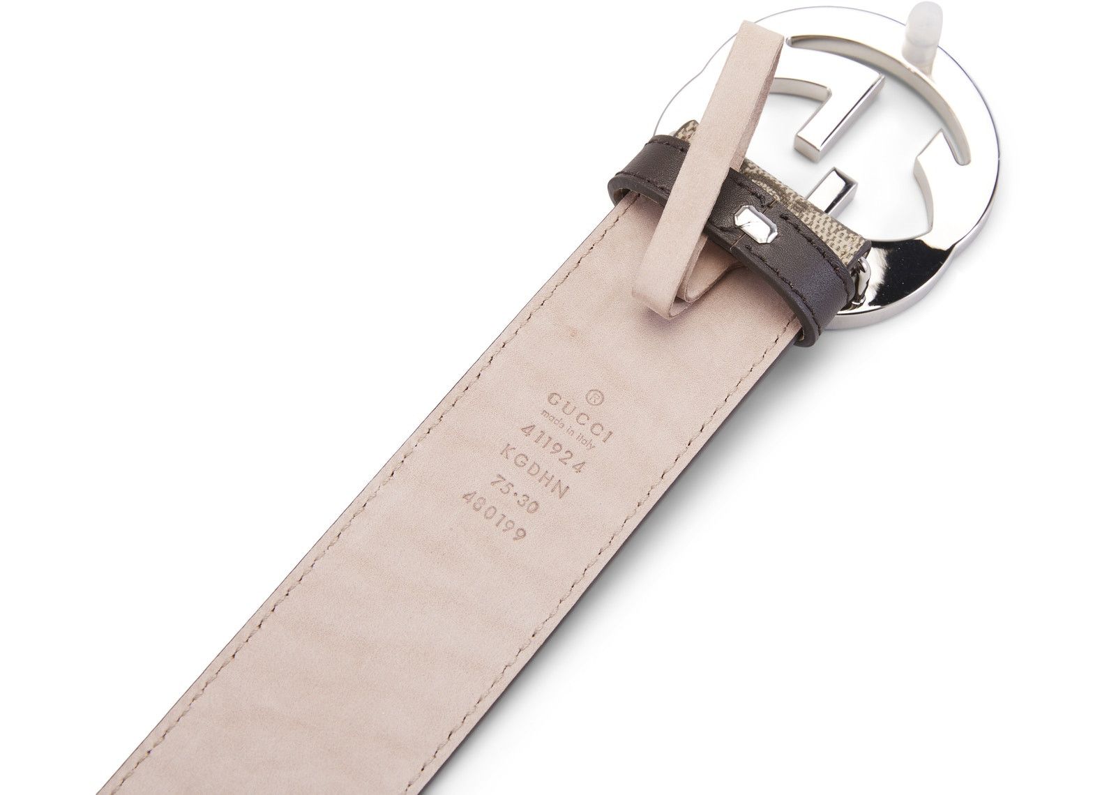 Gucci Belt GG Supreme Interlocking G Buckle 1.5W Beige Ebony/Cocoa фото