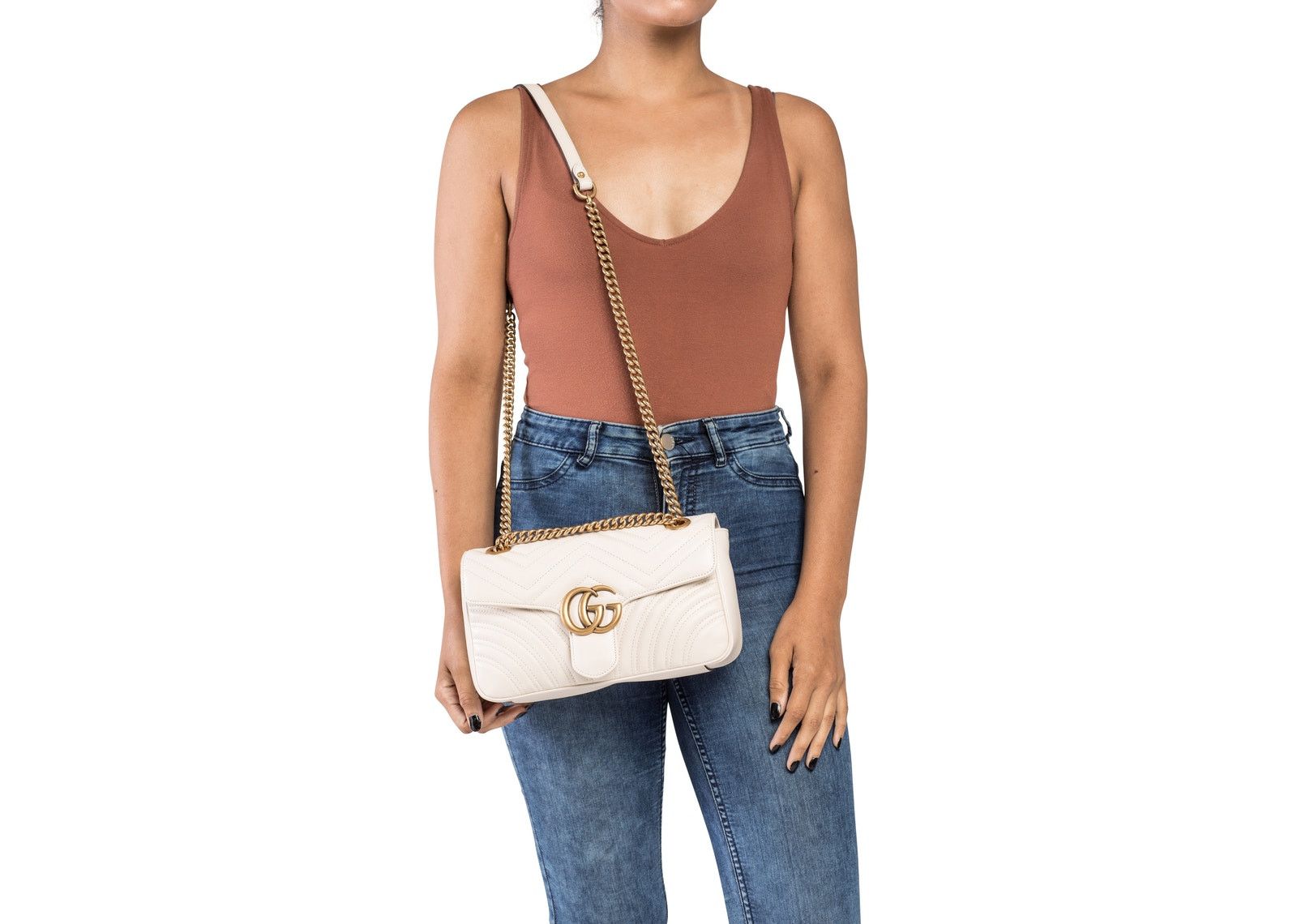 Gucci GG Marmont Shoulder Bag Matelasse Small White фото