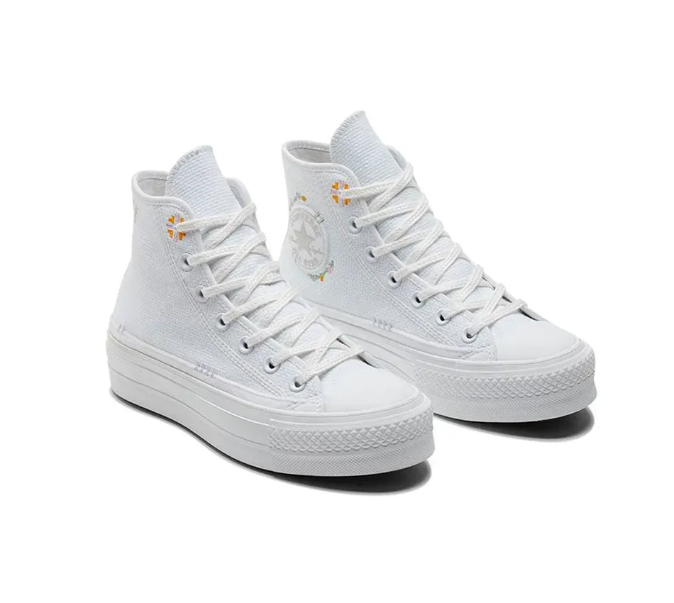 All Star Lift Platform High Autumn Embroidery White