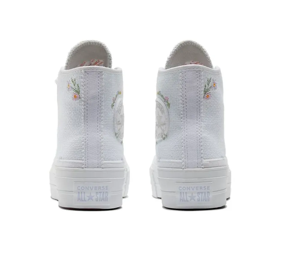 All Star Lift Platform High Autumn Embroidery White