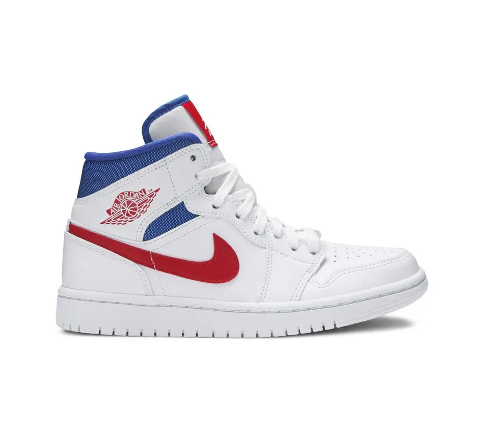 Air Jordan 1 Mid WMNS 1 Mid White 'Red Royal' (2020) фото