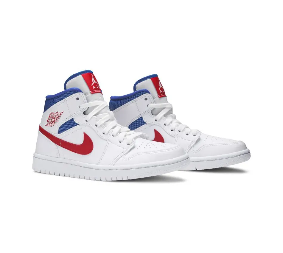 Air Jordan 1 Mid WMNS 1 Mid White 'Red Royal' (2020) фото