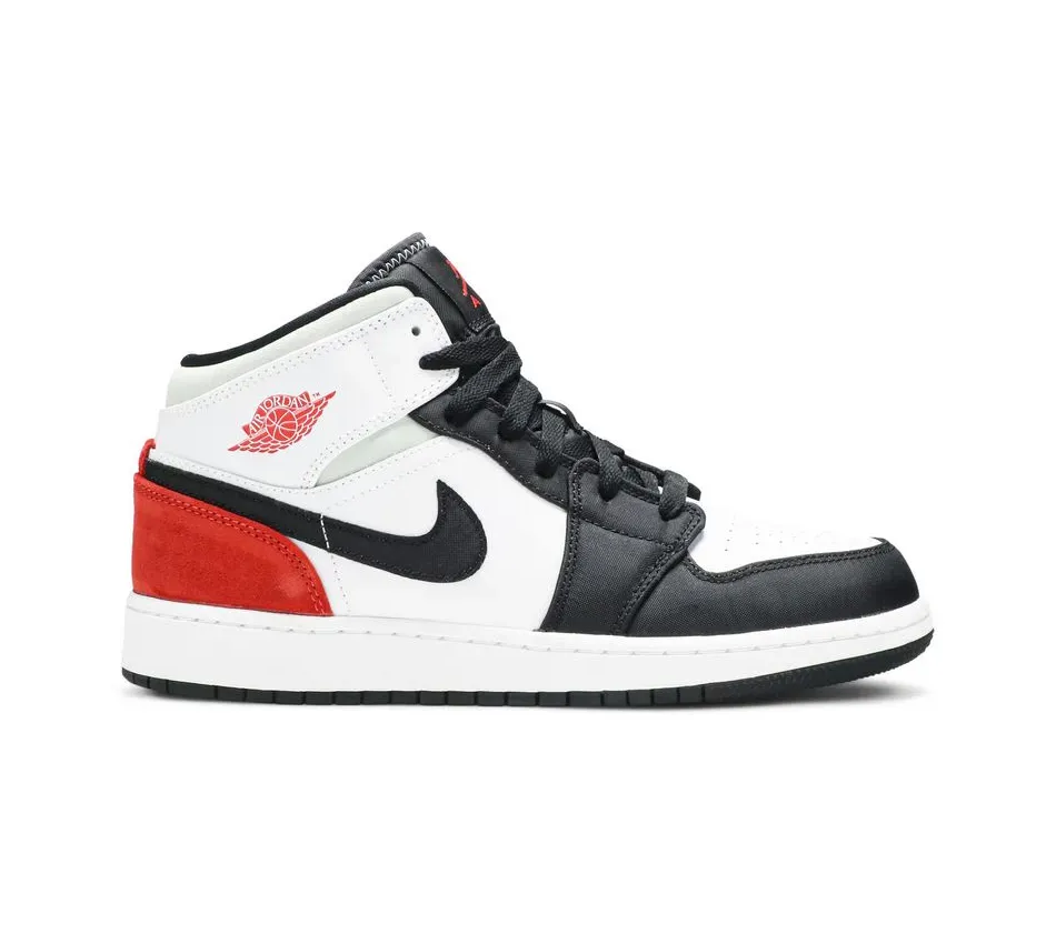 Air Jordan 1 Mid SE White Black Red Spruce фото