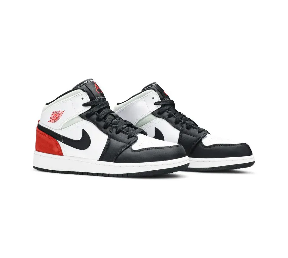 Air Jordan 1 Mid SE White Black Red Spruce фото
