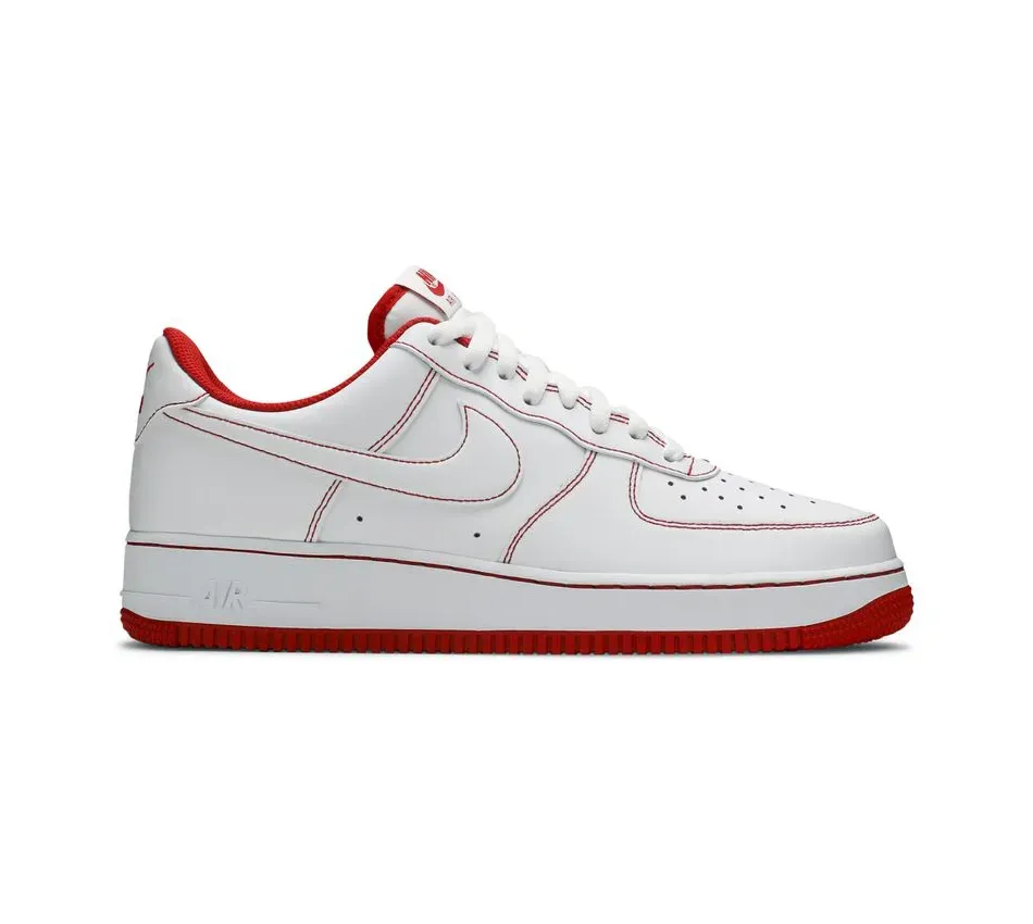 Nизкие кроссовки Nike Air Force 1 Low Contrast Stitch-White University Red (2007) (Белый) Унисекс