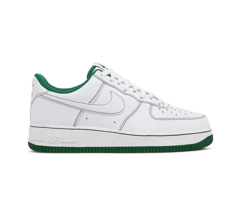 Новые низкие кроссовки Nike Air Force 1 Low Contrast Stitch-White Pine Green (2007) (Белый) Унисекс