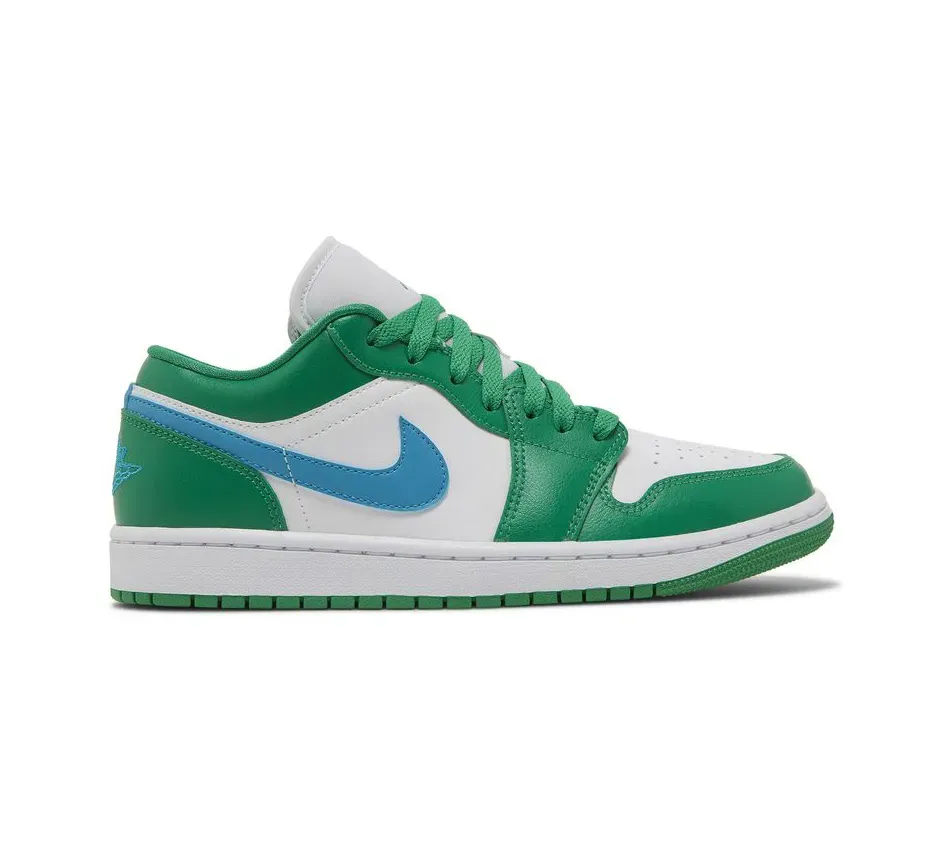 Jordan Air Jordan 1 Low Top Vintage Basketball Sneakers Women's White Green Blue