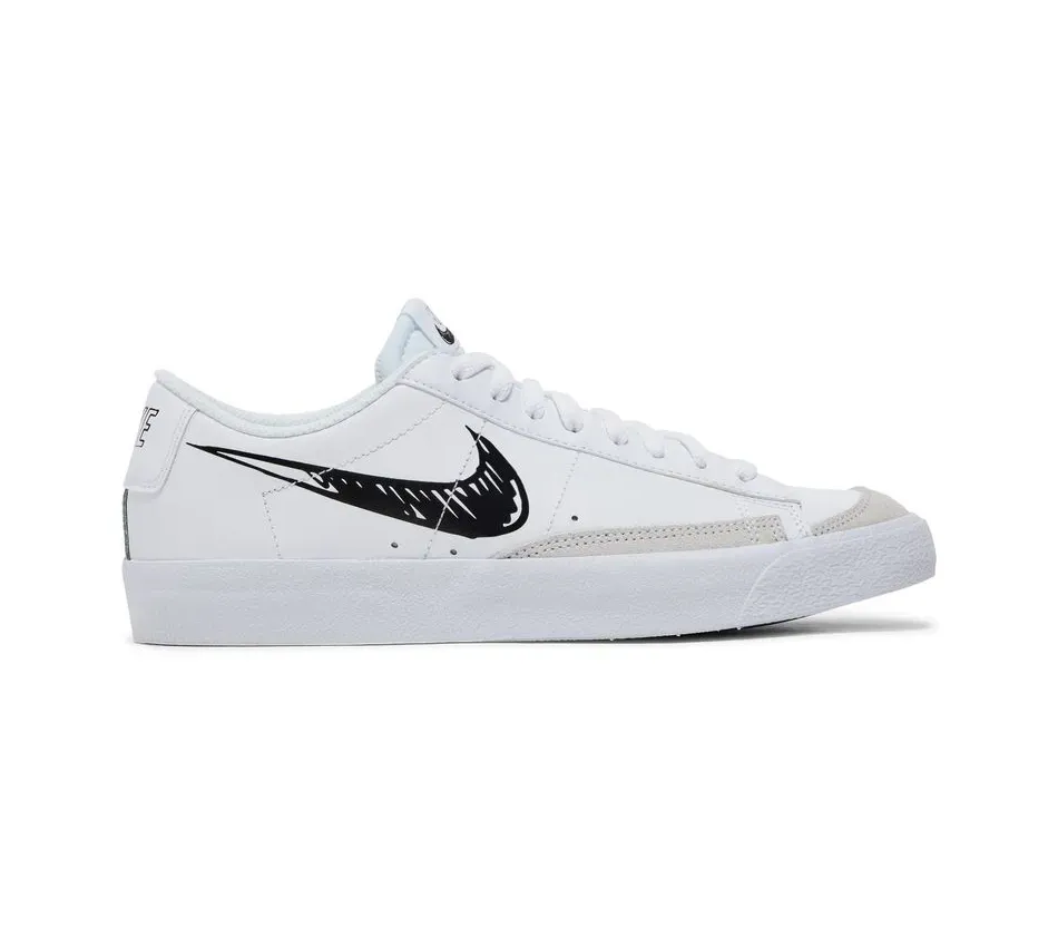 Низкие кроссовки Nike Blazer Low'77 GS Sketch White Black (Белый) Унисекс