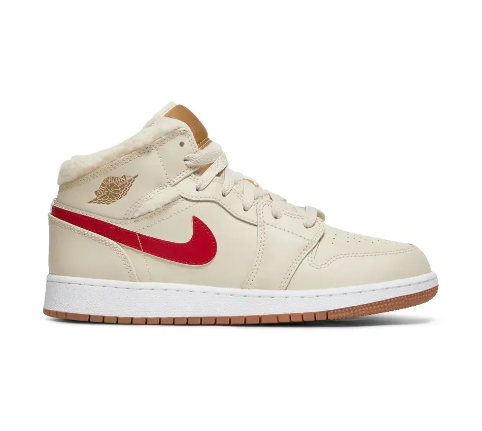 Высокие кроссовки Air Jordan Air Jordan 1 Mid Utility GS Fleece (Бежевый) Унисекс