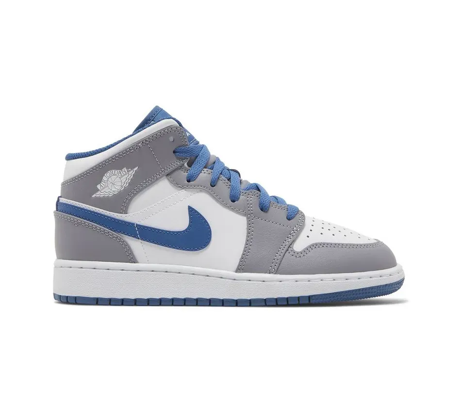 Air Jordan 1 Mid GS Cement True Blue фото