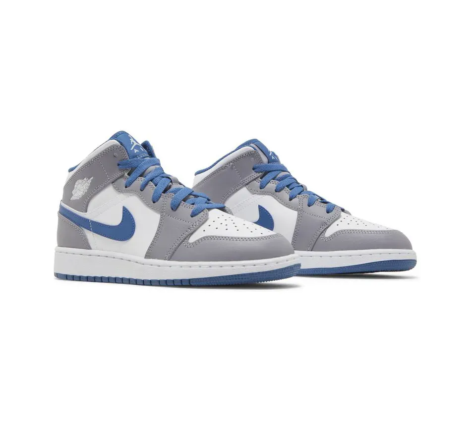 Air Jordan 1 Mid GS Cement True Blue фото