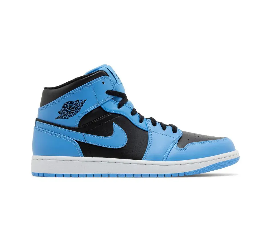 Air Jordan 1 Mid University Blue Black фото