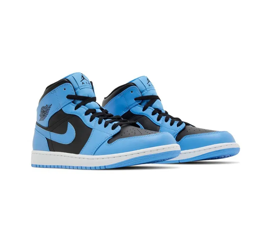 Air Jordan 1 Mid University Blue Black фото