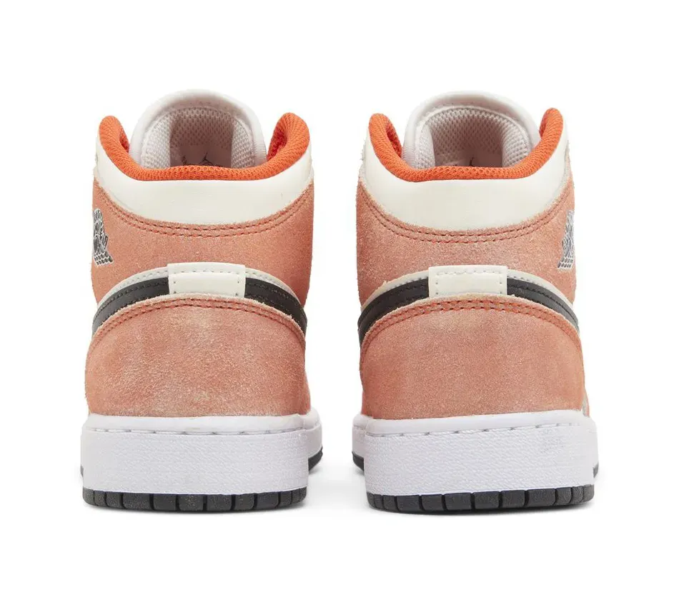 Air Jordan 1 Mid SE GS Orange Suede фото