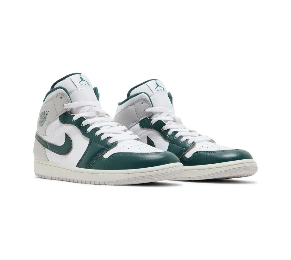 Air Jordan 1 Mid White Green фото