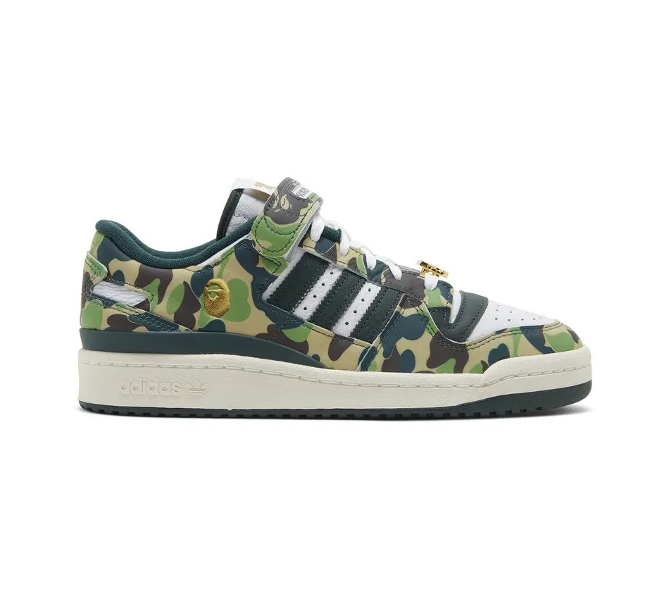 Низкие кроссовки Adidas Forum Low BAPE 84 30th Anniversary Green (Зелёный) Унисекс