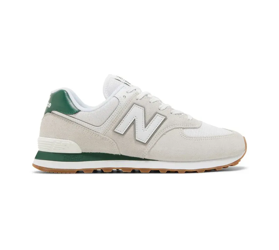 Кроссовки New Balance 574 White Green Gum (Светло-серый) Унисекс