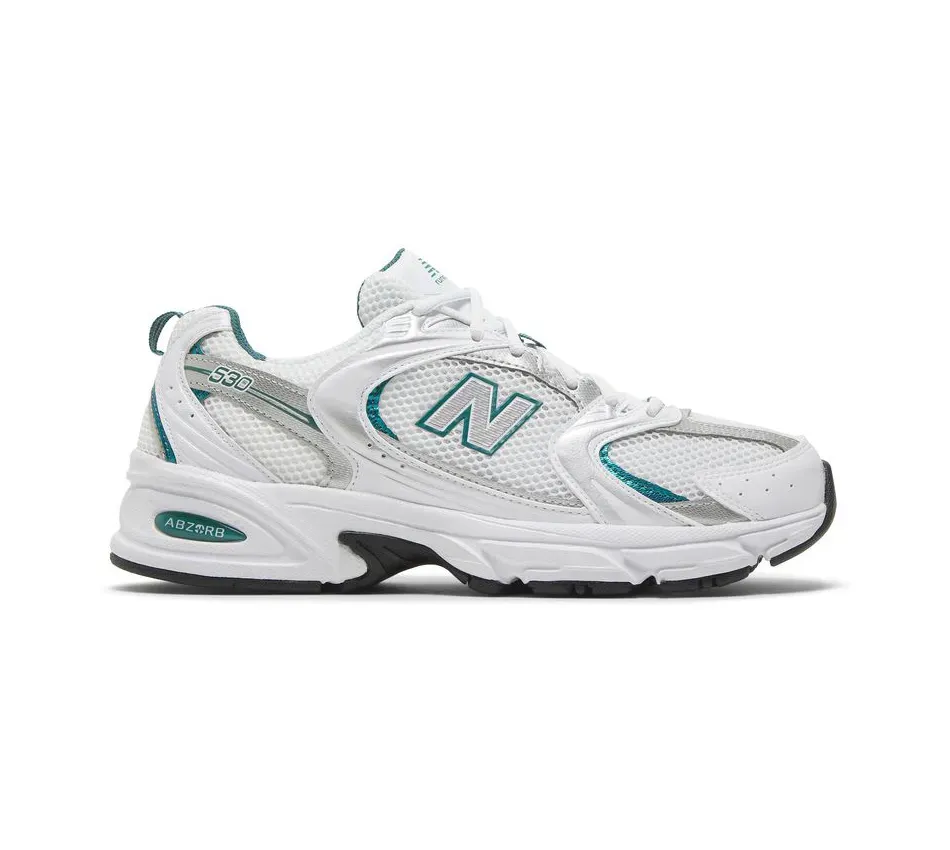 Низкие кроссовки New Balance 530 White Silver Green (Белый) Унисекс