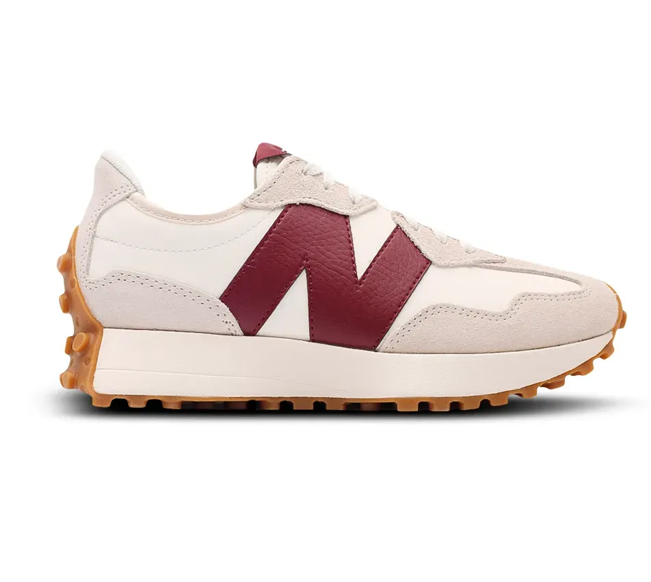 Низкие кроссовки New Balance 327 White Dark Red (Белый) Женский