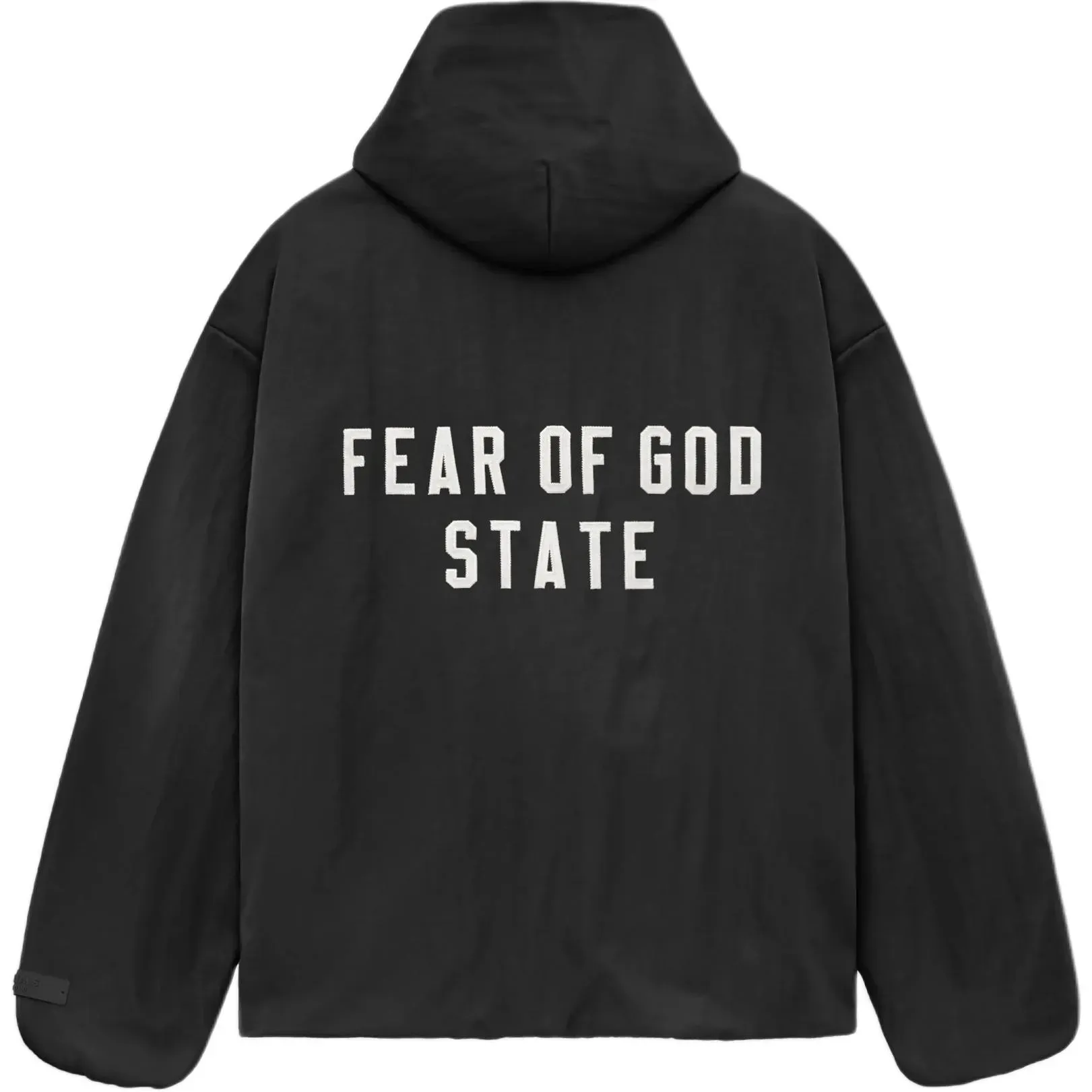 Fear Of God Essentials FALL24 HOLIDAY Textured Nylon Hooded Coaches Jackett Logo Черный