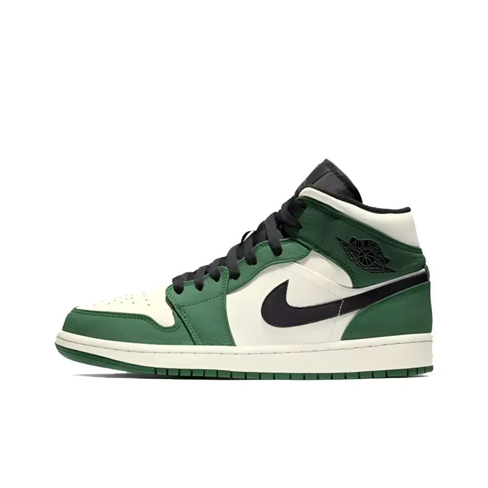 Jordan Air Jordan 1 MID Resistant To Wear Top Vintage Basketball Sneakers Pine Green