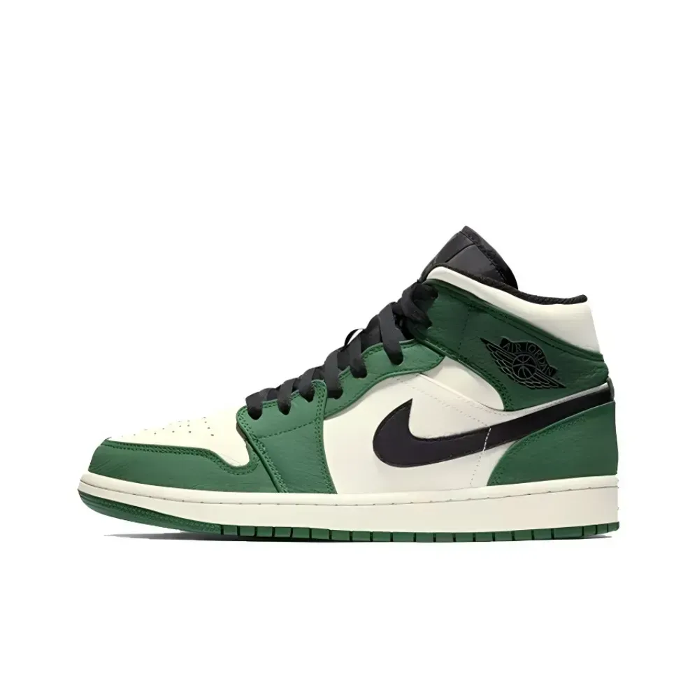 Jordan Air Jordan 1 MID Resistant To Wear Top Vintage Basketball Sneakers Pine Green