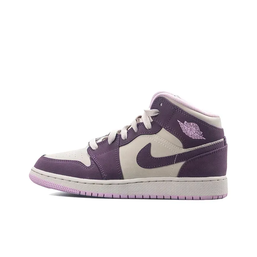 Jordan Air Jordan 1 MID Top Kids Basketball Sneakers Purple