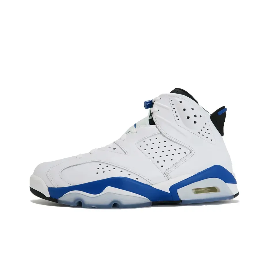 Jordan Air Jordan 6 Vintage Basketball High Top Sneakers Белый Ярко-голубой Черный Jordan Air Jordan 6 Vintage Basketball High Top Sneakers Белый Ярко-голубой Черный