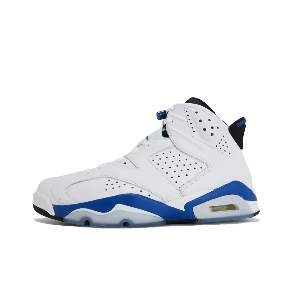 Jordan Air Jordan 6 Vintage Basketball High Top Sneakers Белый Ярко-голубой Черный