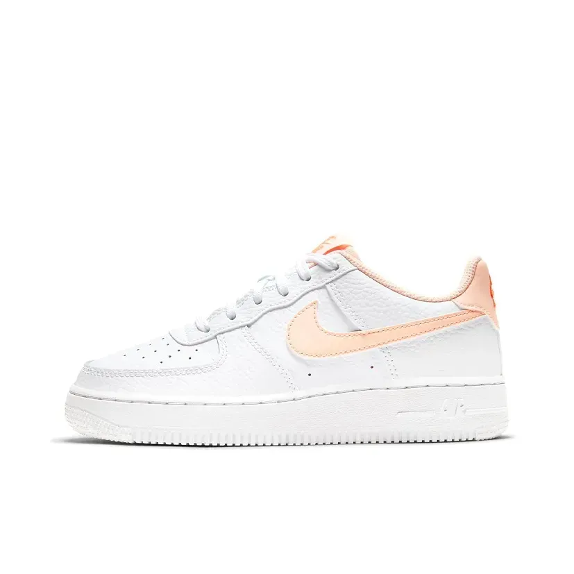 Nike Air Force 1 Детские Скейтбординги Низкий Топ Белый Светло-оранжевый