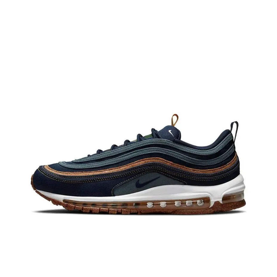 Nike Air Max 97 Low Top Air Cushion Повседневные Беговые Кроссовки Темно-синий/Коричневый