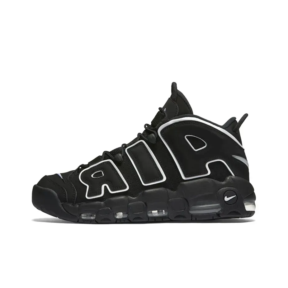 Nike Air More Uptempo Black MID Top Vintage Basketball Sneakers Черный Белый Nike Air More Uptempo Black MID Top Vintage Basketball Sneakers Черный Белый