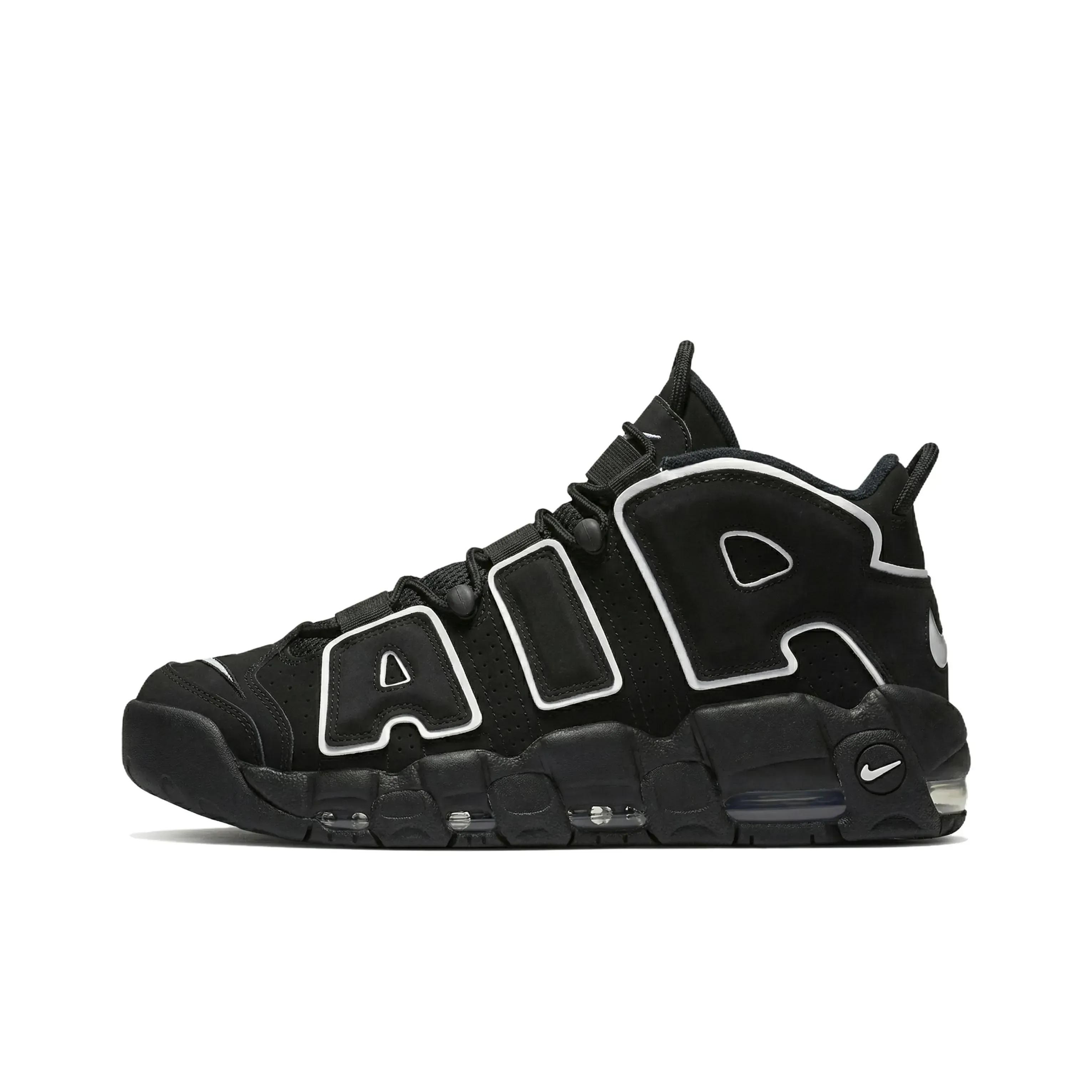 Nike Air More Uptempo Black MID Top Vintage Basketball Sneakers Черный Белый Nike Air More Uptempo Black MID Top Vintage Basketball Sneakers Черный Белый