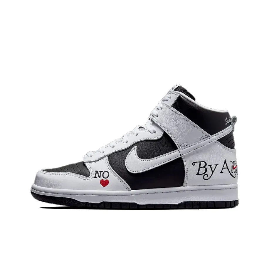 Nike Supreme X Nike Dunk High Top Skateboard Кроссовки Черный Белый