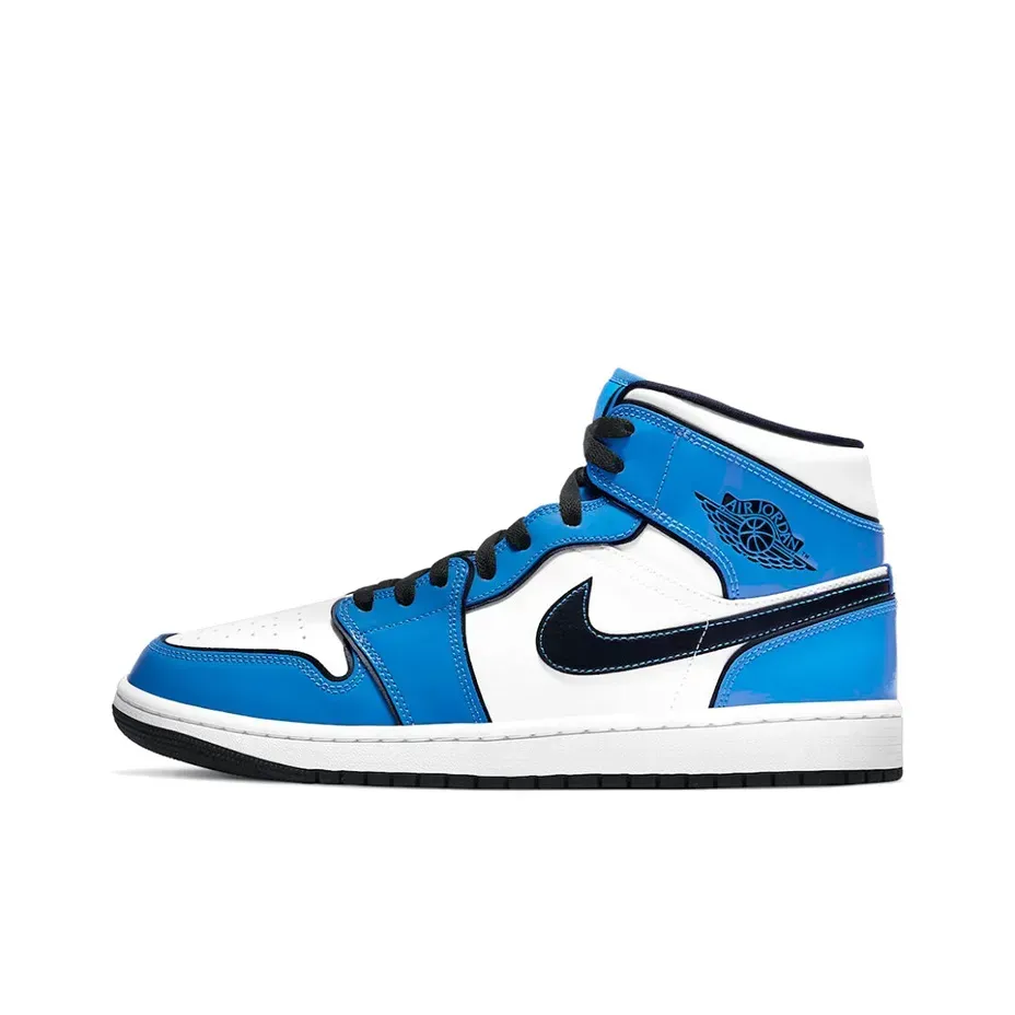Высокие кроссовки Air Jordan 1 Mid Signal Blue (Синий) Унисекс